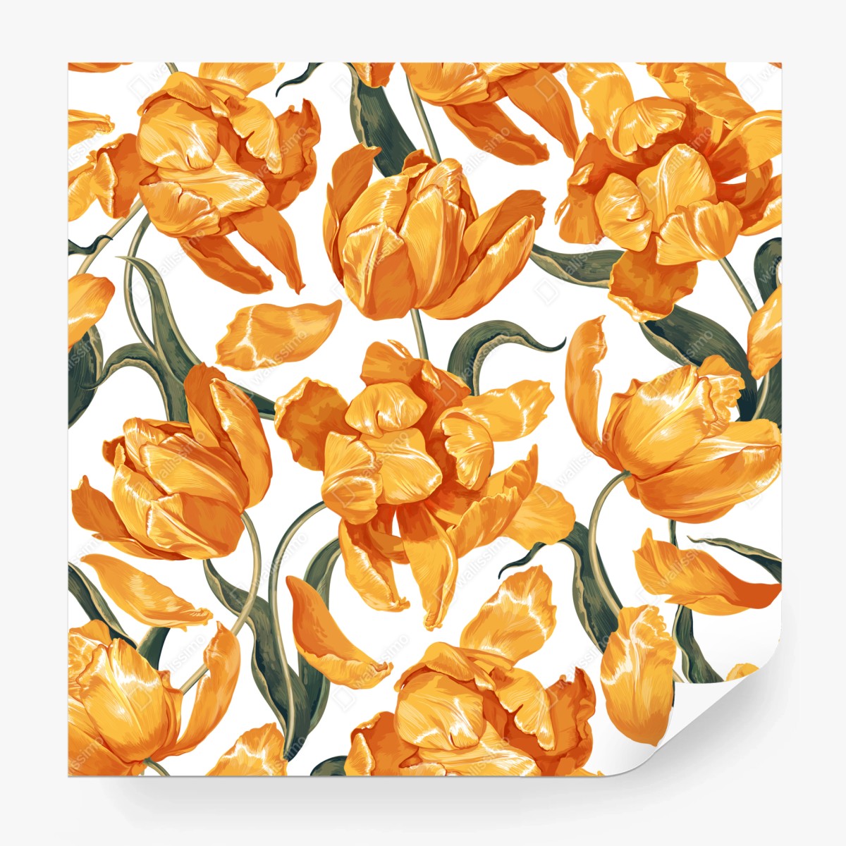 Fototapete muster mit lebhaften orangen tulpen – Wallnifity®