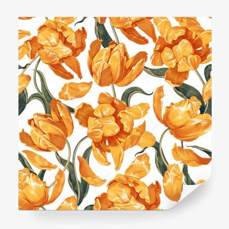 Fototapete muster mit lebhaften orangen tulpen – Wallnifity®