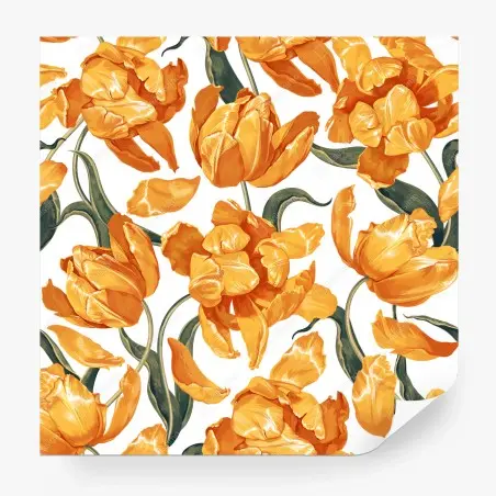Fototapete muster mit lebhaften orangen tulpen – Wallnifity®