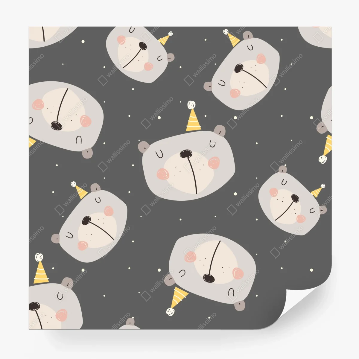 Fototapete pastell schlafende bären muster für kinderzimmer – Wallnifity®