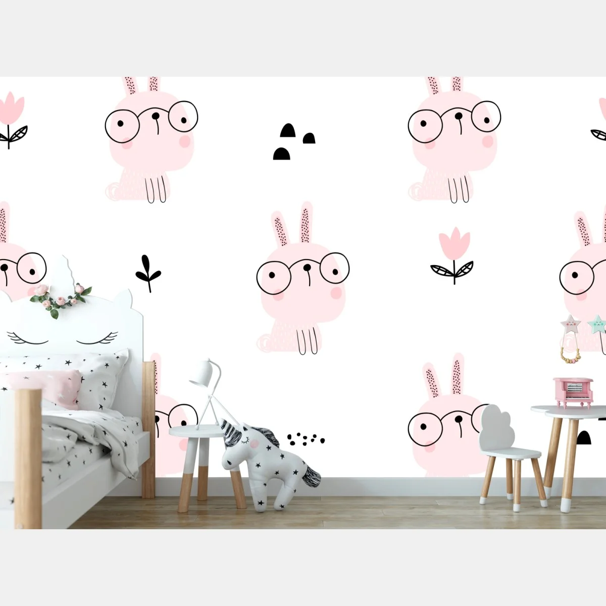 Fototapete verspieltes rosa kaninchenmuster für kinderzimmer – Wallnifity® Fototapete verspieltes rosa kaninchenmuster für kinderzimmer – Wallnifity®