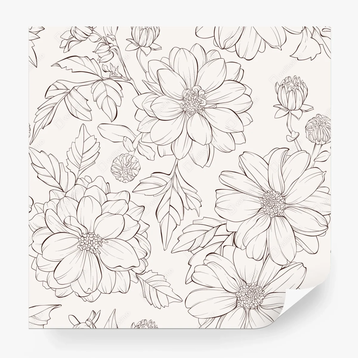 Fototapete zartes botanisches blumenmuster – Wallnifity®