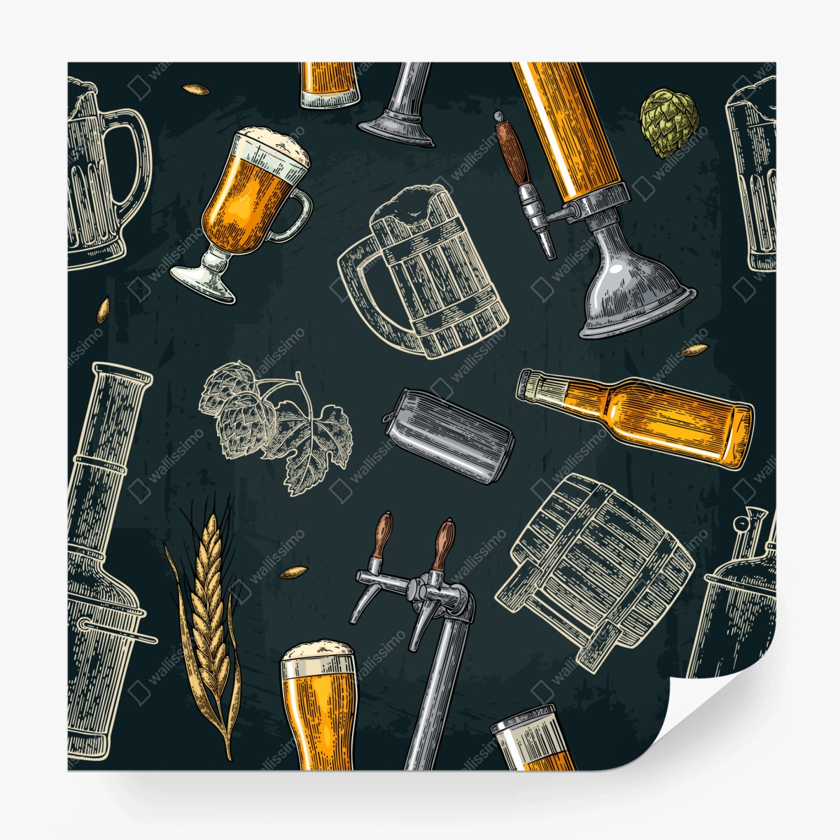 Fototapete vintage bier und brauerei muster – Wallnifity®