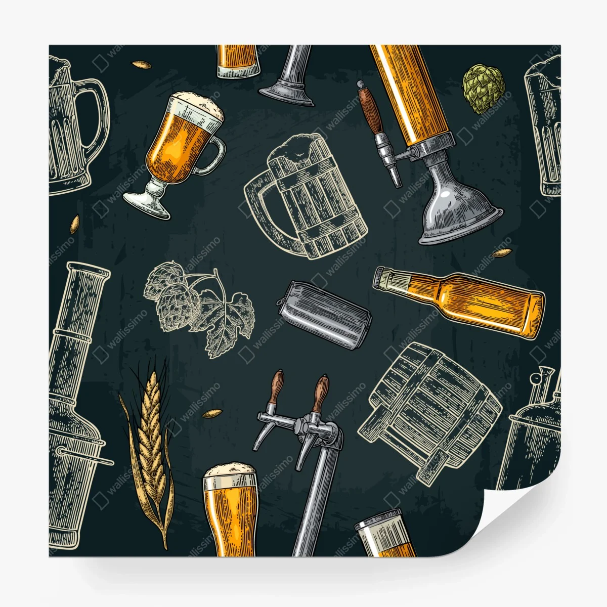 Fototapete vintage bier und brauerei muster – Wallnifity®
