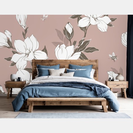 Fototapete zartes magnolienmuster – Wallnifity®