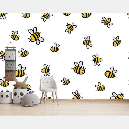 Fototapete verspieltes bienenmuster für kinderzimmer – Wallnifity®