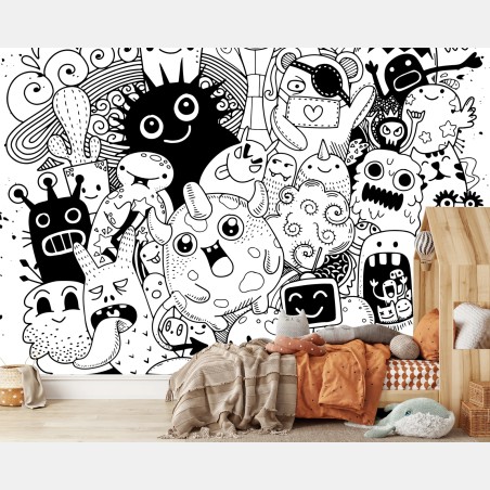 Fototapete verspielte monster-zeichnung – Wallnifity®
