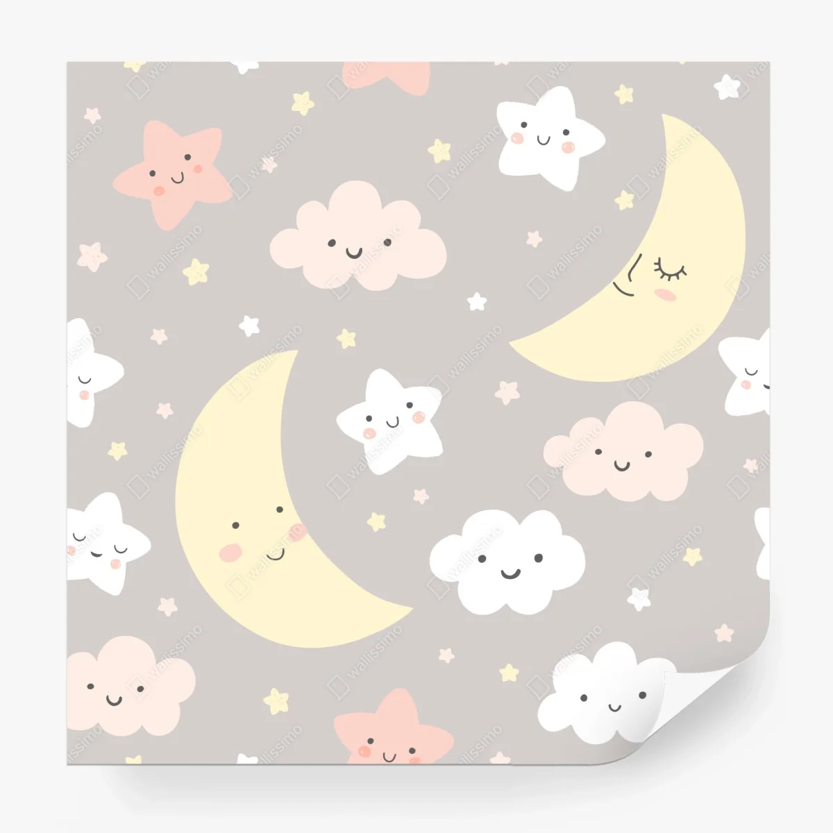 Fototapete schlafender mond und sterne kinderzimmer muster – Wallnifity®