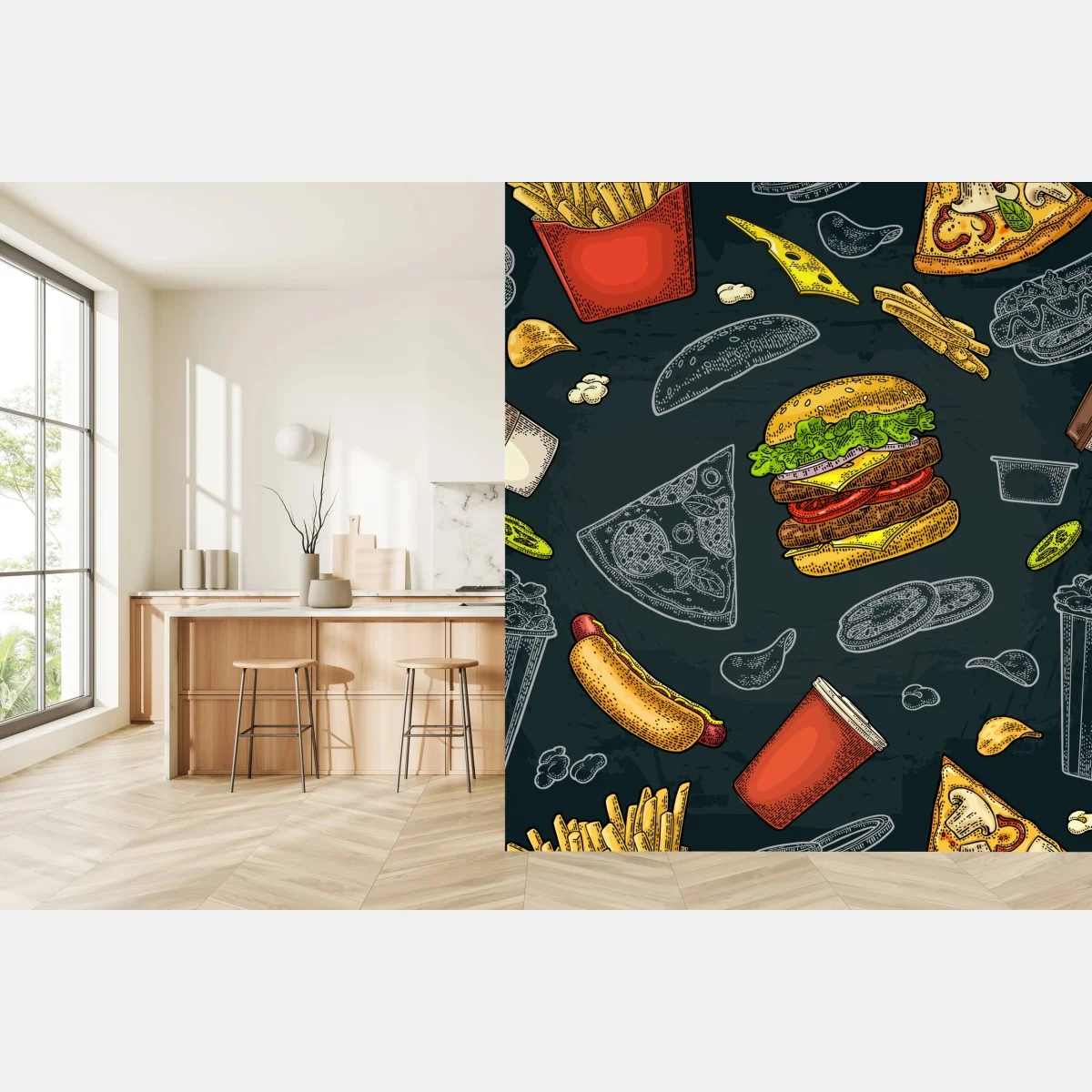 Fototapete vintage fast-food muster – Wallnifity® Fototapete vintage fast-food muster – Wallnifity®