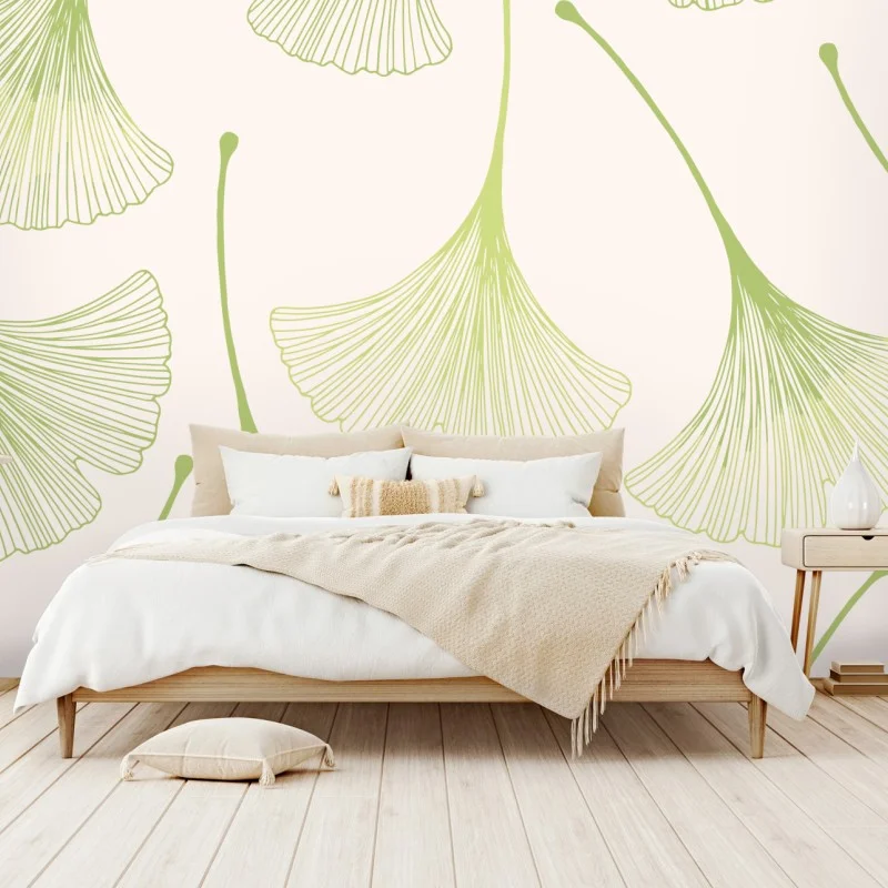 Fototapete zartes ginkgoblattmuster – Wallnifity®