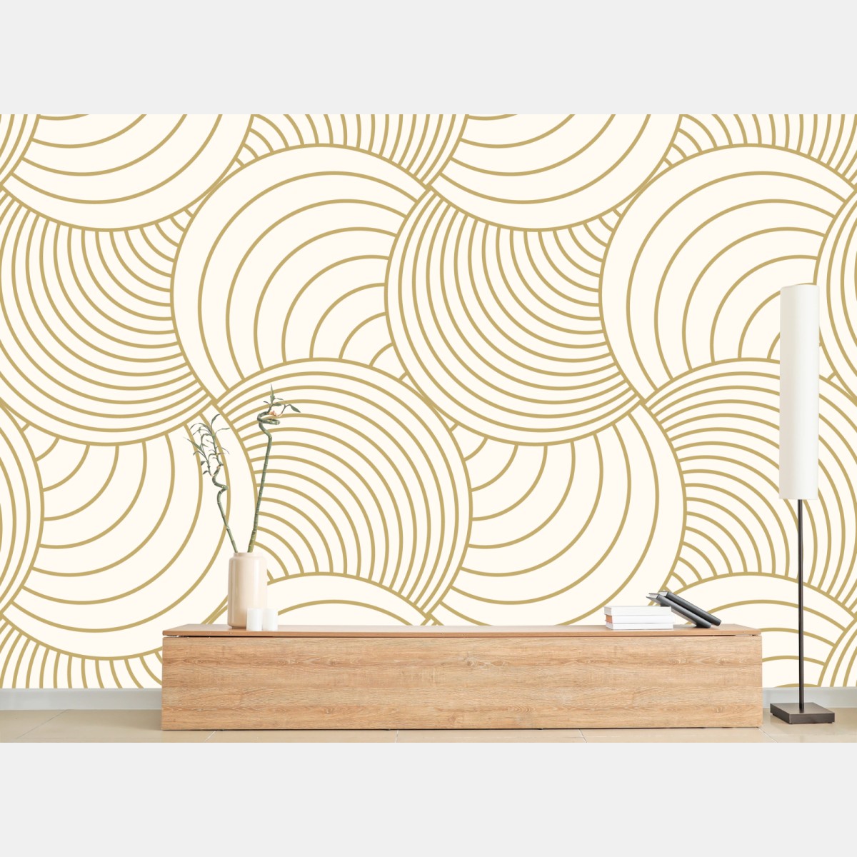 Fototapete goldenes art deco kreismuster – Wallnifity®