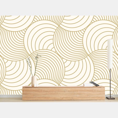Fototapete goldenes art deco kreismuster – Wallnifity®