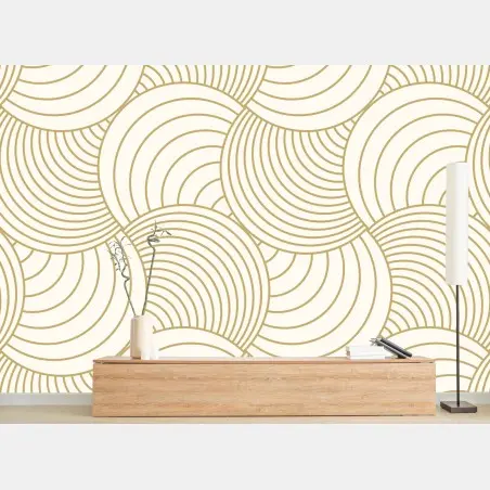 Fototapete goldenes art deco kreismuster – Wallnifity®