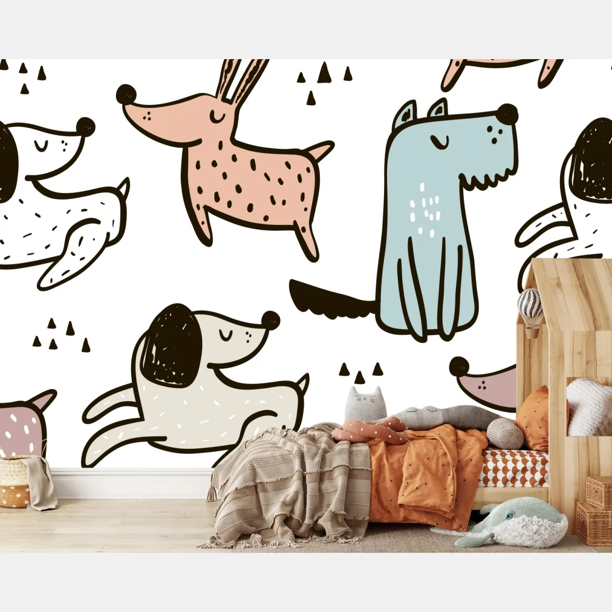 Fototapete verspieltes pastell hunde muster – Wallnifity® Fototapete verspieltes pastell hunde muster – Wallnifity®