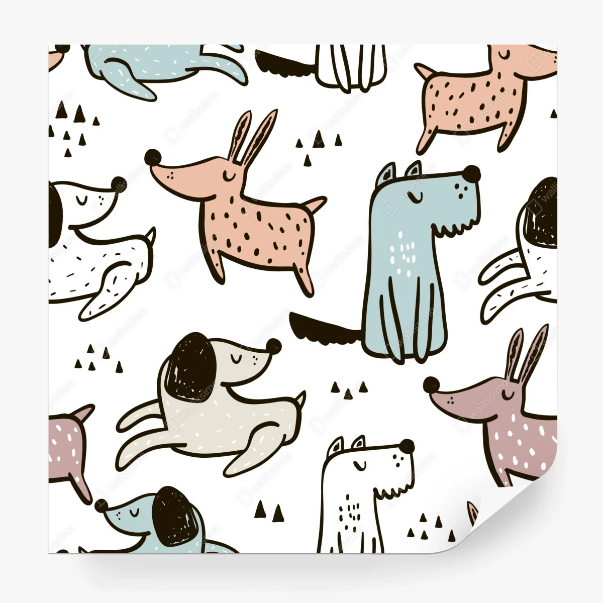 Fototapete verspieltes pastell hunde muster – Wallnifity® Fototapete verspieltes pastell hunde muster – Wallnifity®