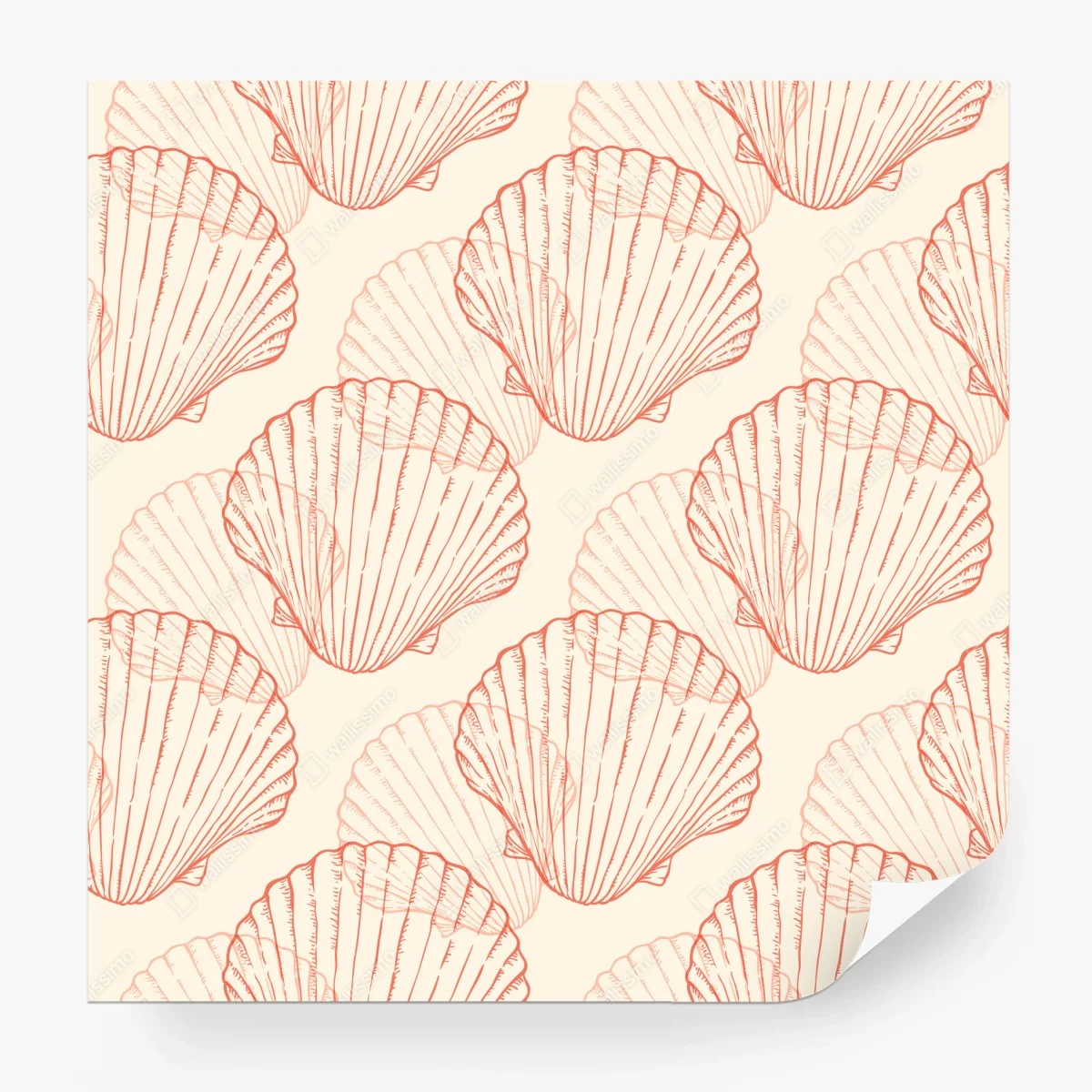 Fototapete korallenfarbiges muschelmuster – Wallnifity®