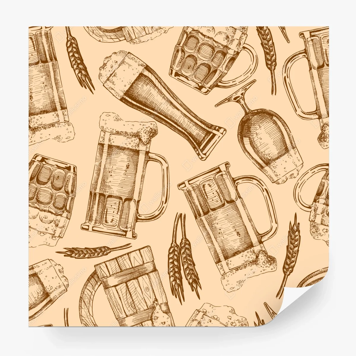 Fototapete retro muster mit bierkrügen – Wallnifity® Fototapete retro muster mit bierkrügen – Wallnifity®