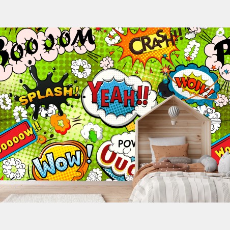 Fototapete lebhafte pop-art-comic-collage – Wallnifity®