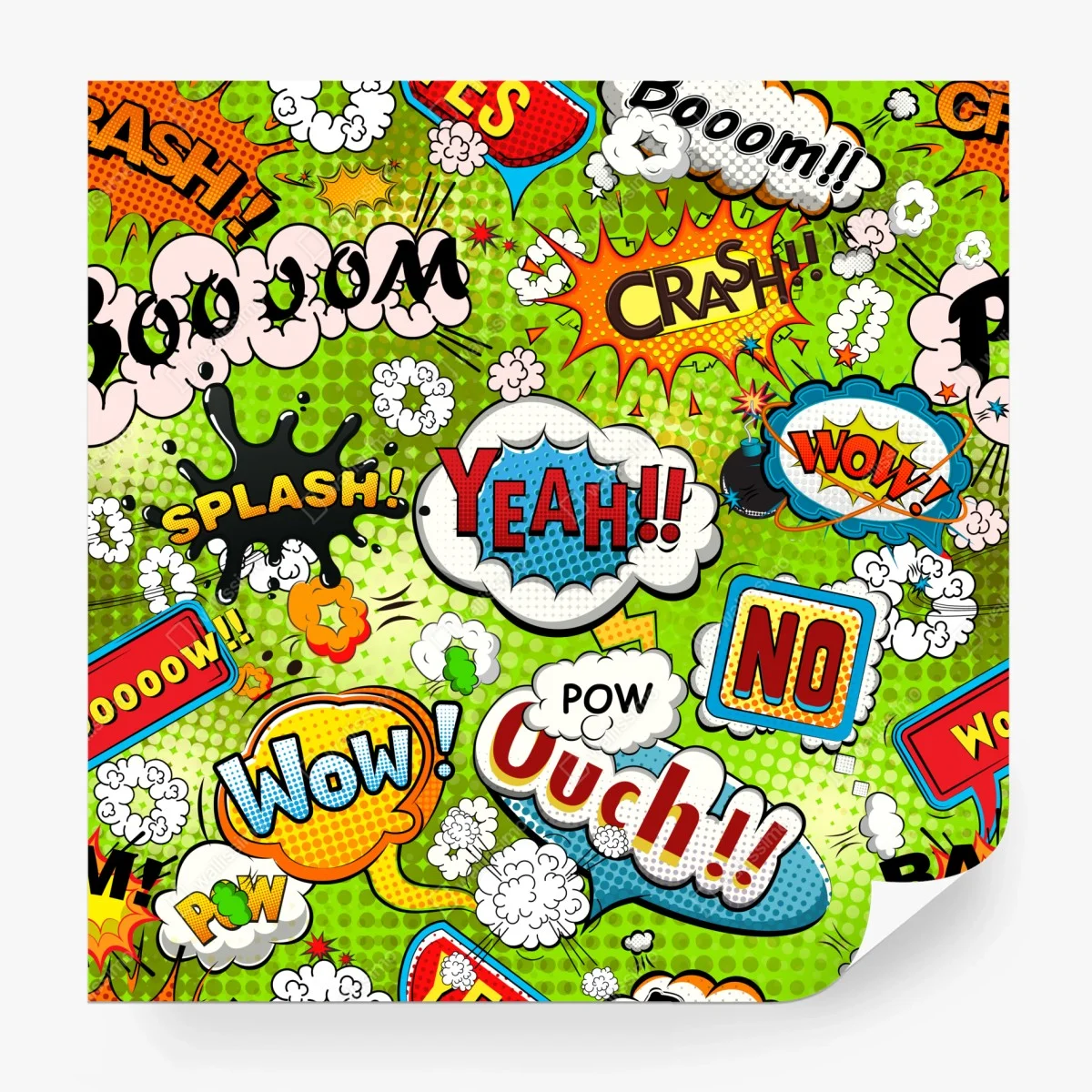 Fototapete lebhafte pop-art-comic-collage – Wallnifity®