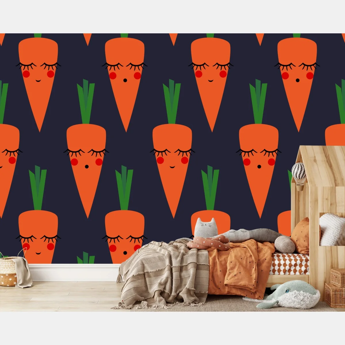 Fototapete niedliches karottenmuster für kinder – Wallnifity® Fototapete niedliches karottenmuster für kinder – Wallnifity®