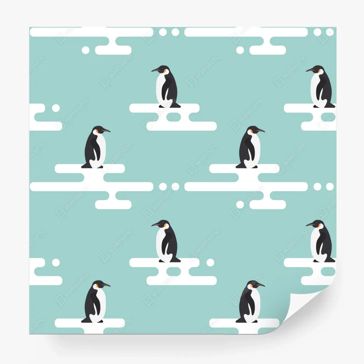 Fototapete süßes pinguinmuster in pastell-türkis – Wallnifity®