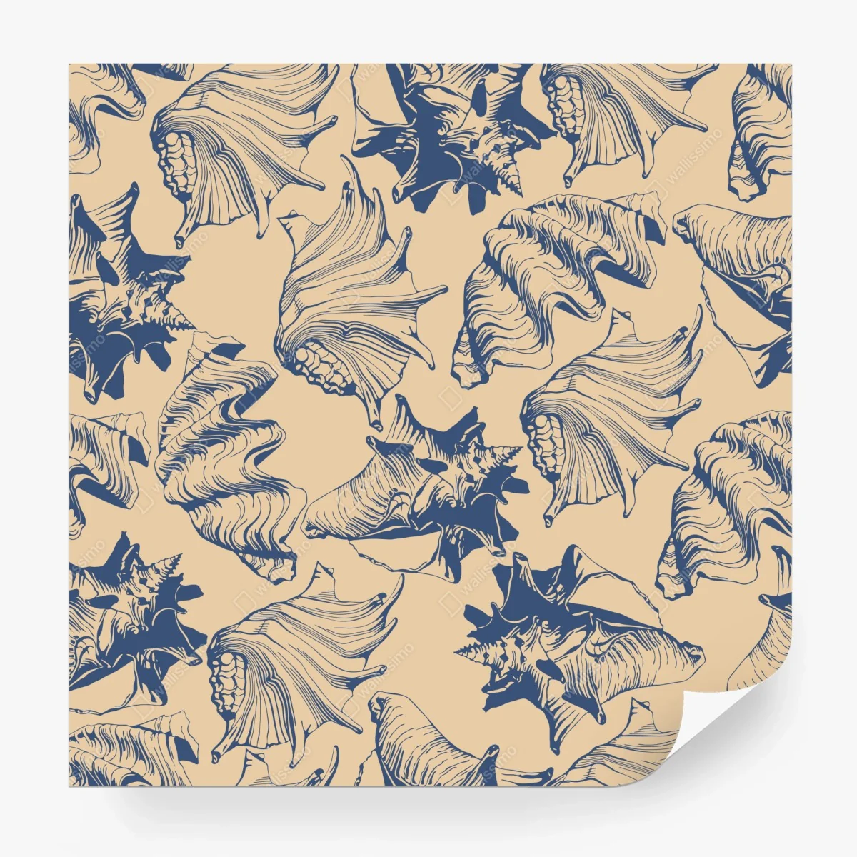 Fototapete muschelmuster in blau und beige – Wallnifity®