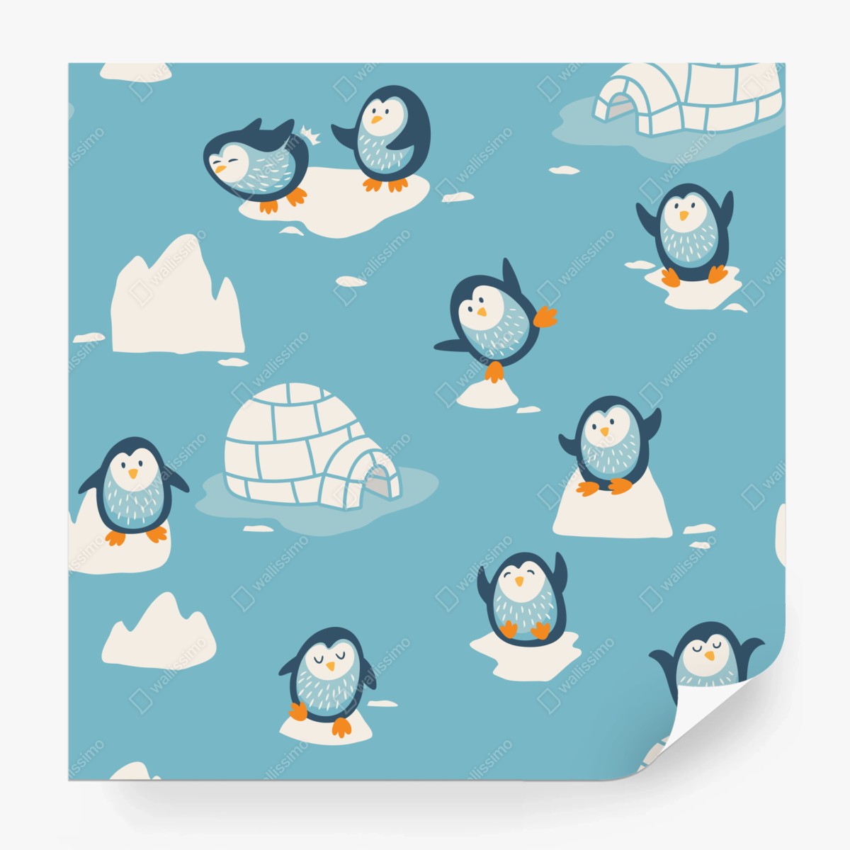 Fototapete verspieltes pinguinmuster für kinderzimmer – Wallnifity®