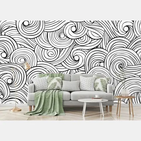 Fototapete schwarzweißes spiralmuster – Wallnifity®