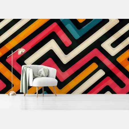 Fototapete buntes geometrisches labyrinthmuster – Wallnifity®