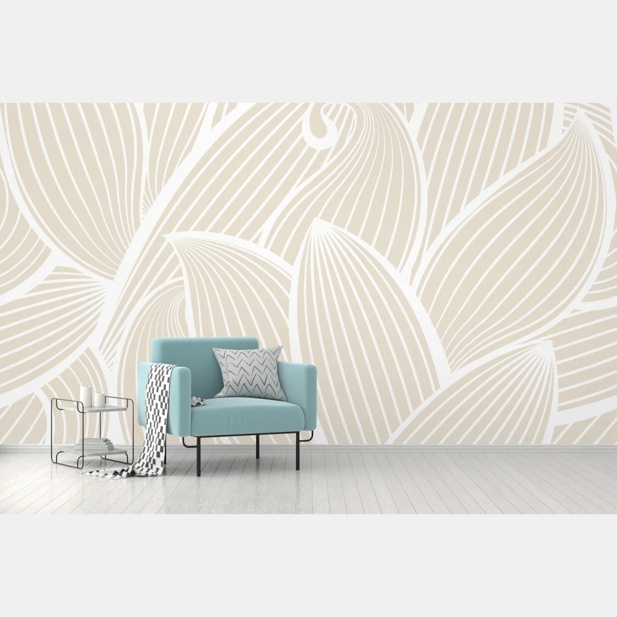 Fototapete zartes beige botanisches muster – Wallnifity® Fototapete zartes beige botanisches muster – Wallnifity®