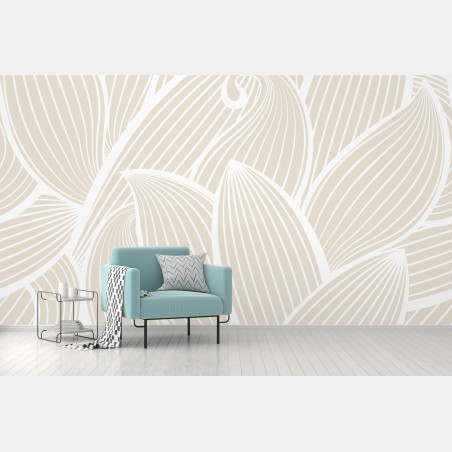 Fototapete zartes beige botanisches muster – Wallnifity®