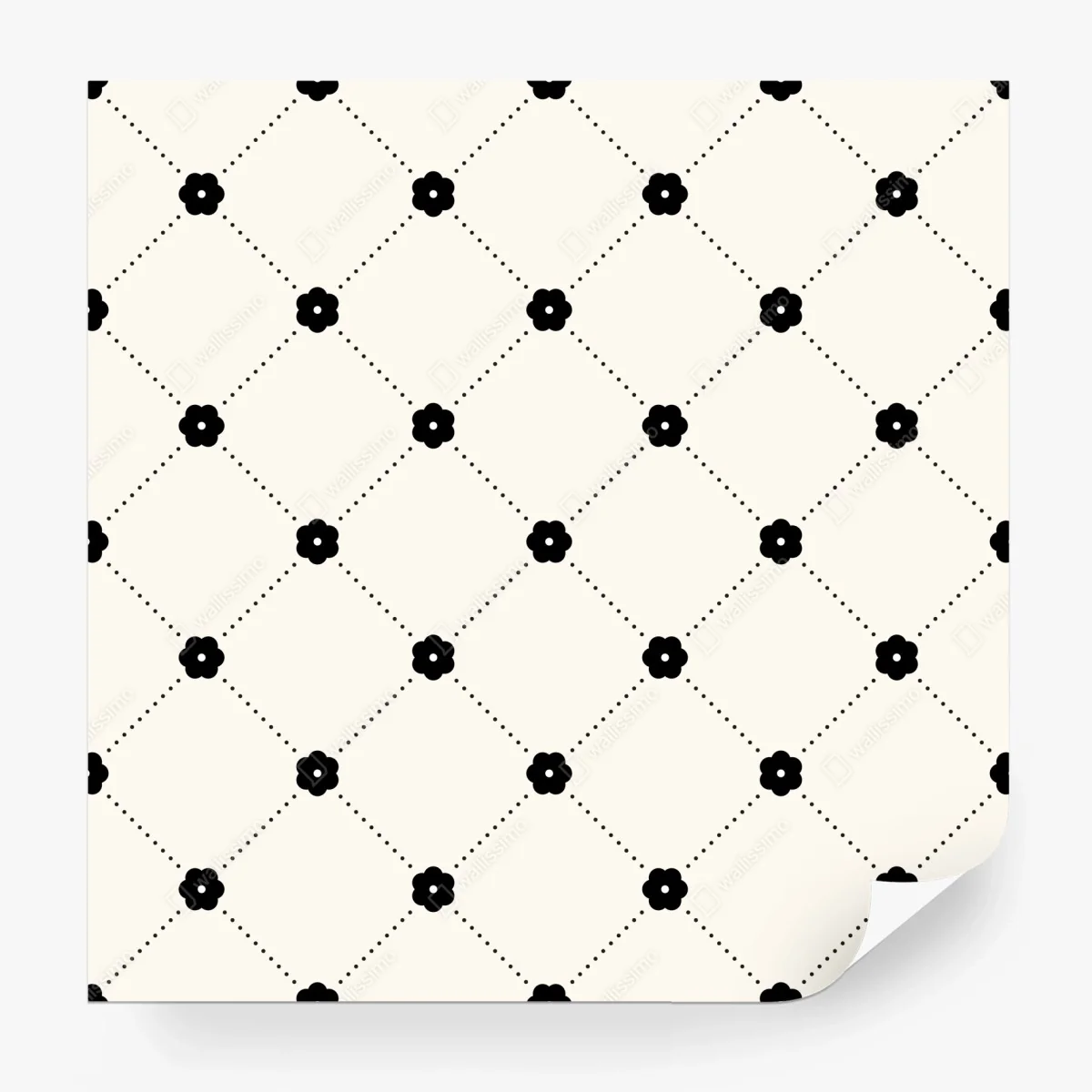 Fototapete minimalistisches schwarzes blumen-rautenmuster – Wallnifity® Fototapete minimalistisches schwarzes blumen-rautenmuster – Wallnifity®