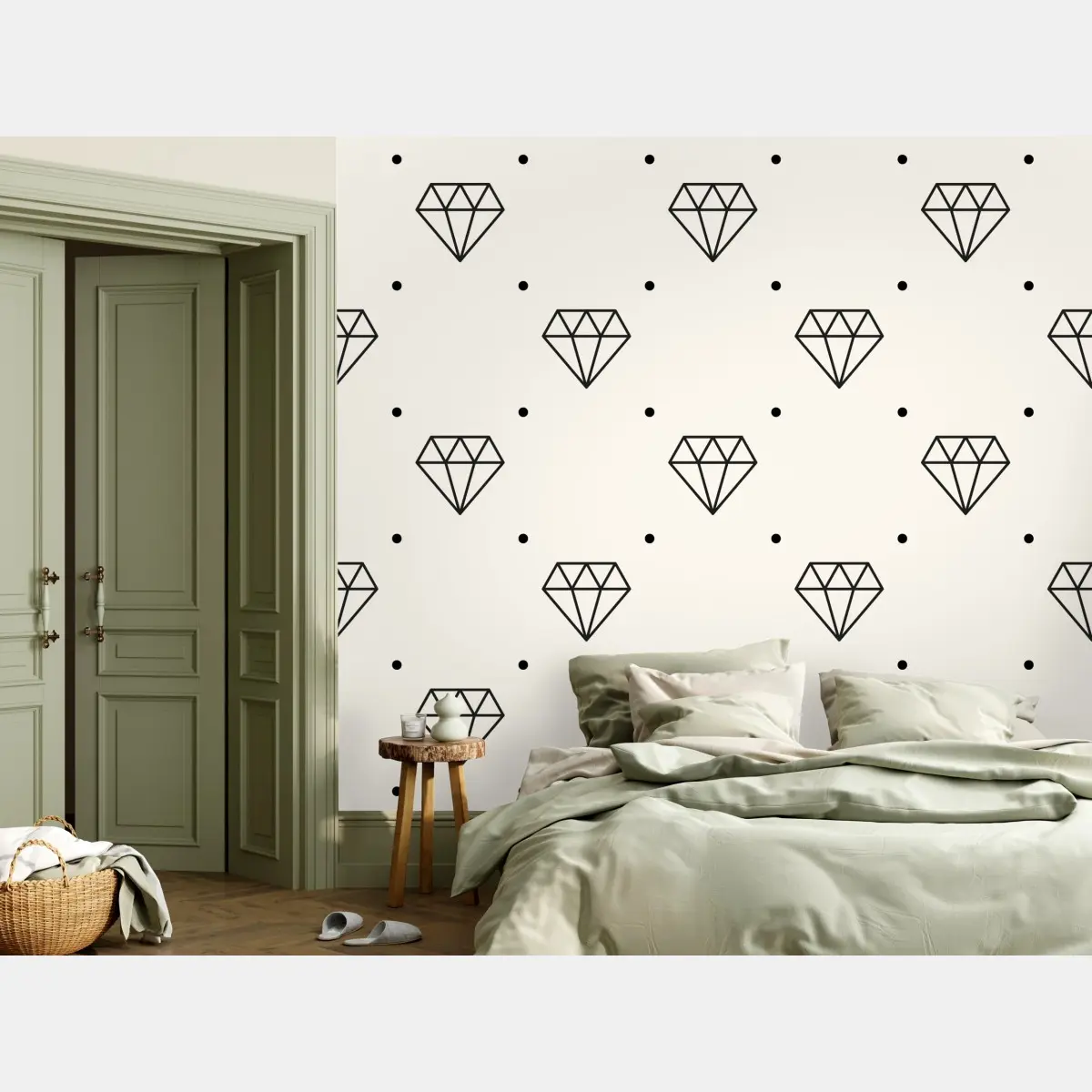 Fototapete minimalistisches diamantenmuster mit punkten – Wallnifity®