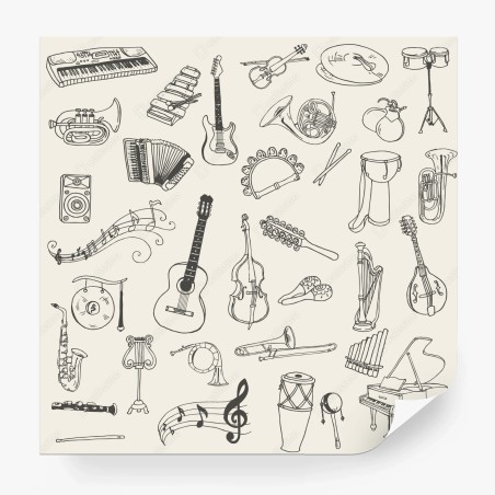 Fototapete handgezeichnete musikinstrumente collage – Wallnifity®