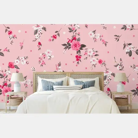 Fototapete zartes rosa blumenmuster – Wallnifity®