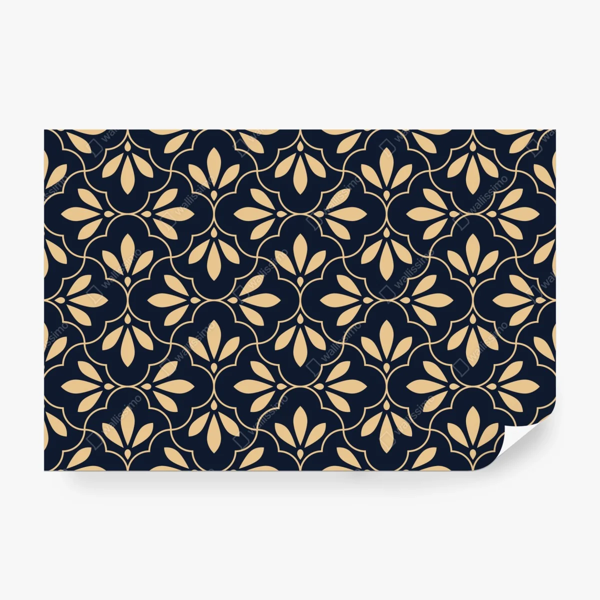 Fototapete marineblau-beige ornament – Wallnifity®