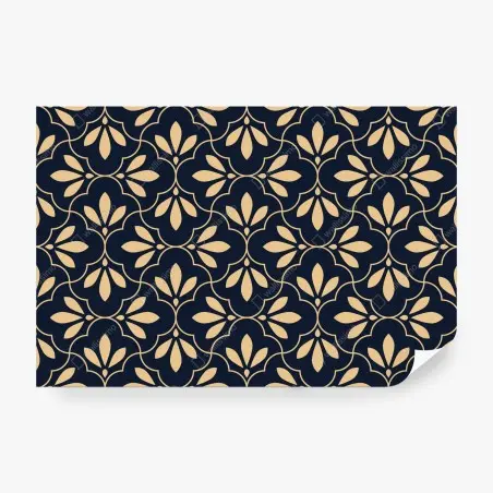 Fototapete marineblau-beige ornament – Wallnifity®