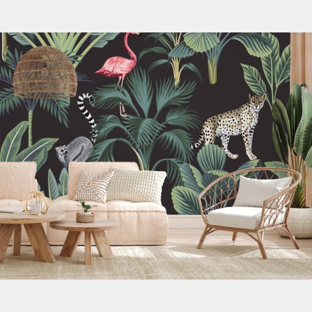 Fototapete tropischer dschungel mit wildtieren – Wallnifity®