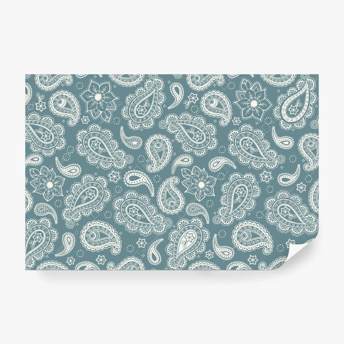 Fototapete türkis paisley muster mit blumendetails – Wallnifity®