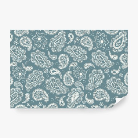 Fototapete türkis paisley muster mit blumendetails – Wallnifity®