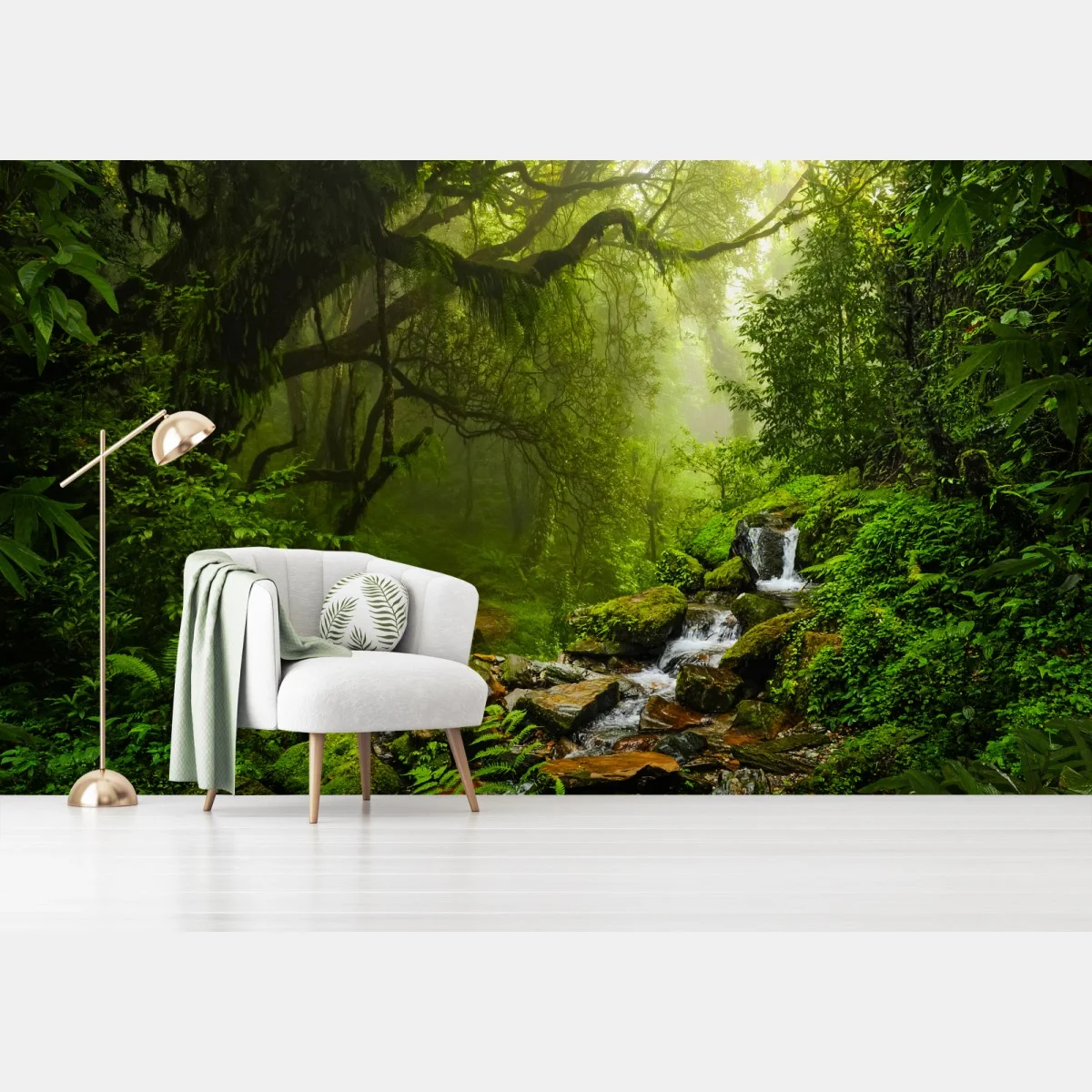 Fototapete üppiger nebliger waldwasserfall – Wallnifity® Fototapete üppiger nebliger waldwasserfall – Wallnifity®