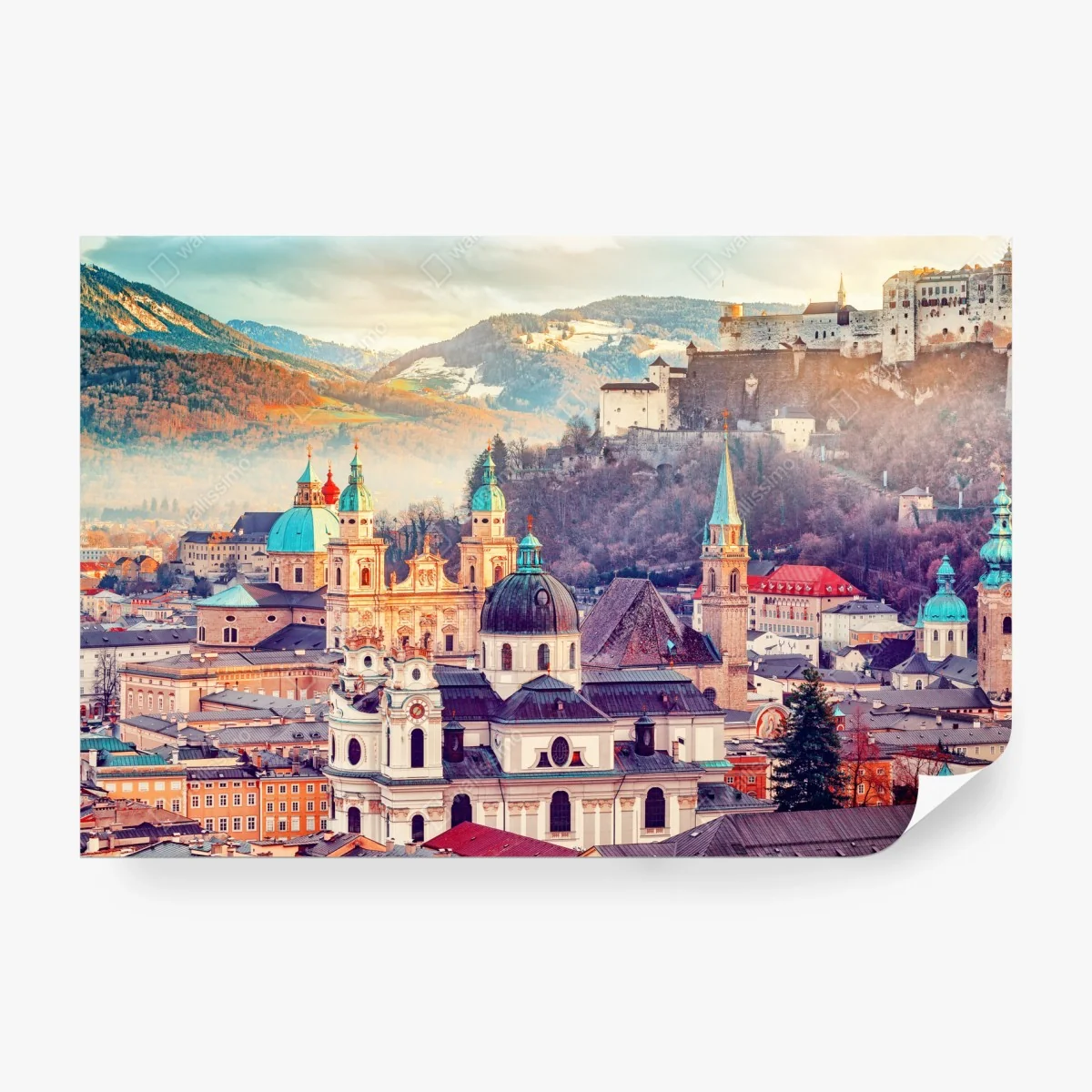 Fototapete sonnenuntergang über Salzburgs skyline – Wallnifity®