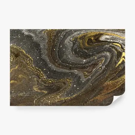 Fototapete gold-schwarzer marmorwirbel – Wallnifity®