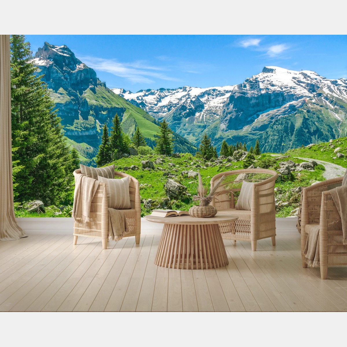 Fototapete sonnige alpwiese in Engelberg – Wallnifity®