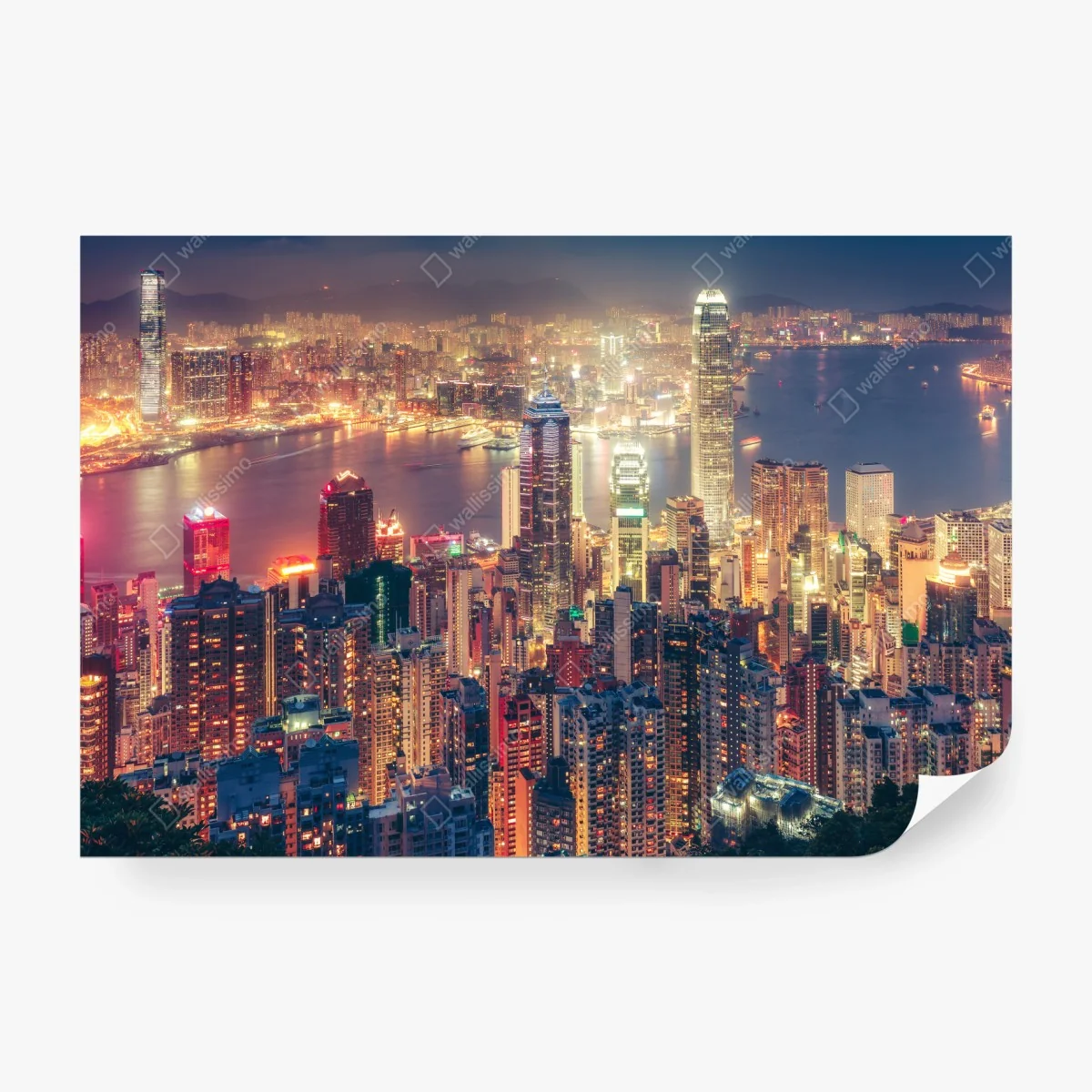 Fototapete Hongkong skyline bei nacht vom Victoria Peak – Wallnifity®