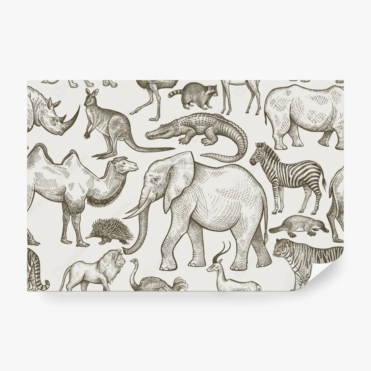 Fototapete vintage sepia wildtiermuster – Wallnifity®