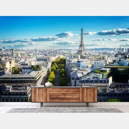Fototapete panorama von Paris mit dem Eiffelturm – Wallnifity®