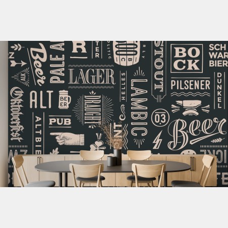 Fototapete vintage collage mit bieretiketten – Wallnifity®