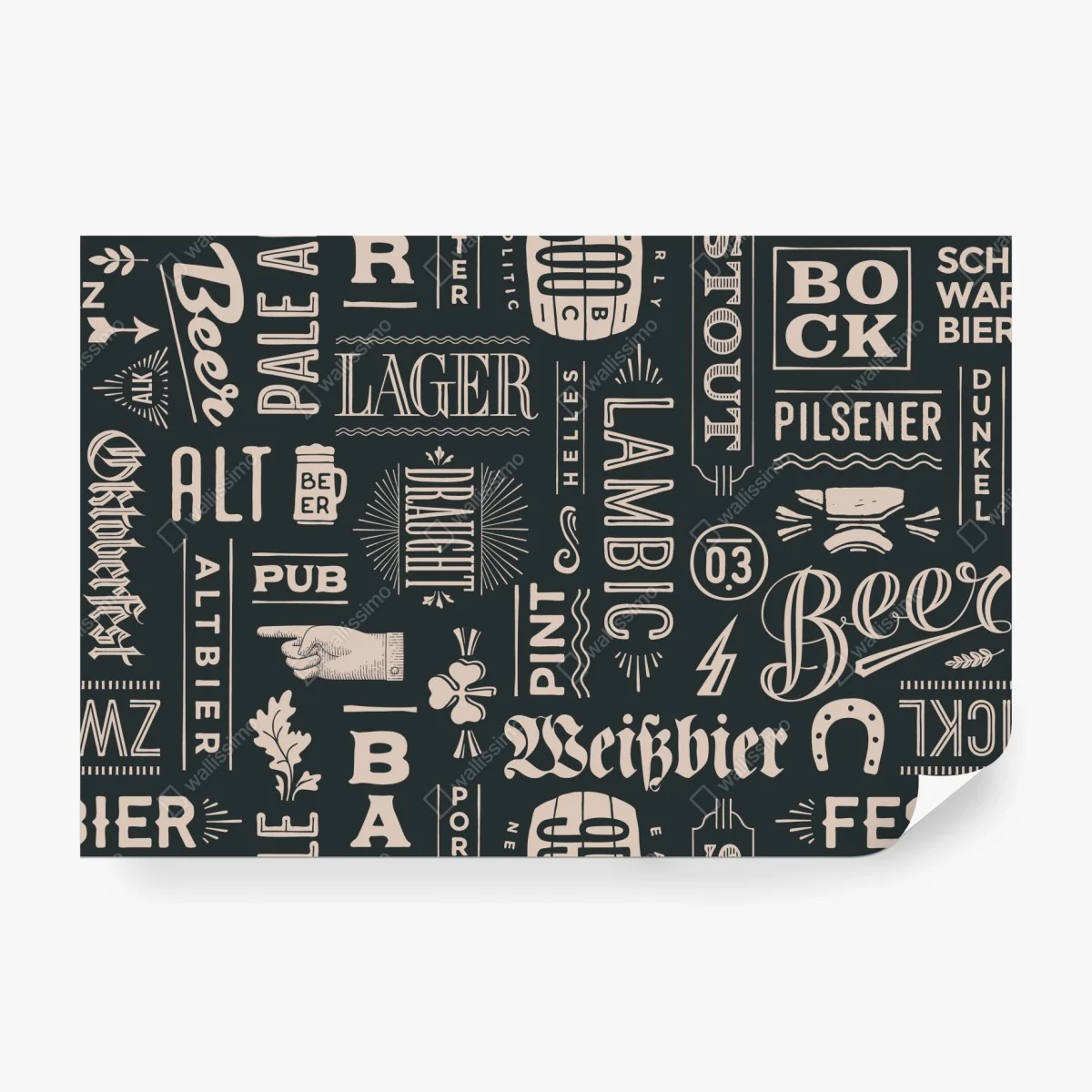 Fototapete vintage collage mit bieretiketten – Wallnifity®