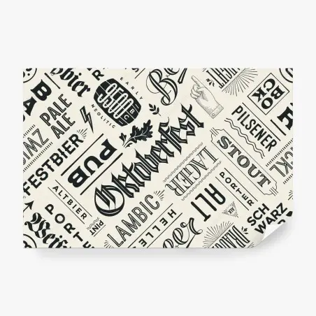 Fototapete vintage bier etiketten typografie muster – Wallnifity®
